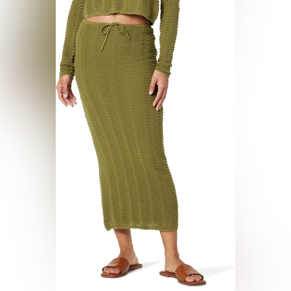 The Drop Women's Makayla Crochet Maxi Skirt (Olive, L )